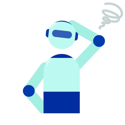 ロボットが悩んでいる様子