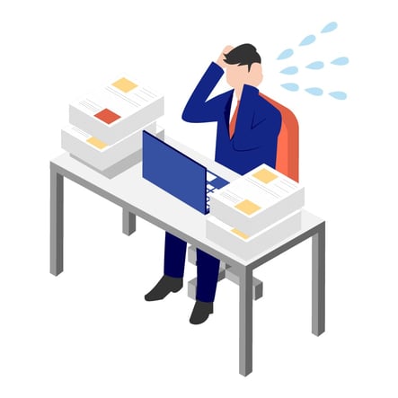 仕事が山積みの男性