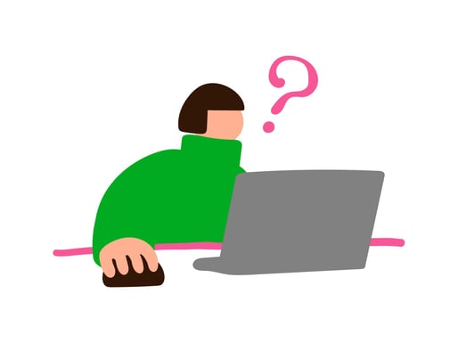 パソコンを用いて疑問を持つ人