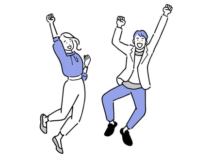 喜んでいる男女