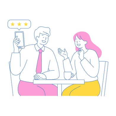 評価しあう男女