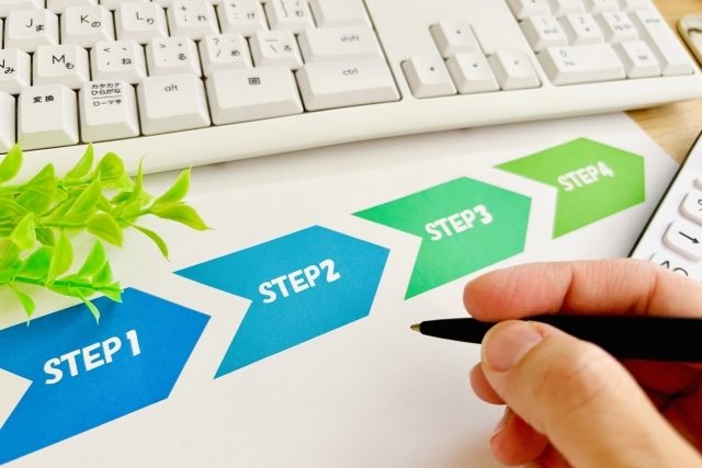 ステップが紙に書いてある