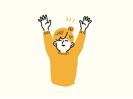 万歳する女性