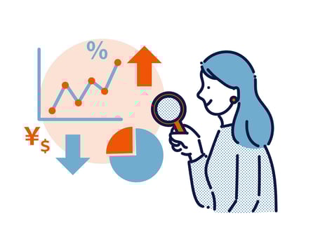 虫眼鏡を持っている女性