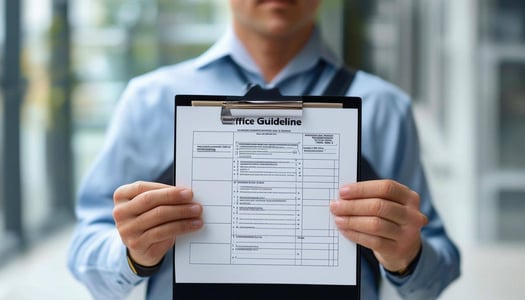 a office worker holding a guideline