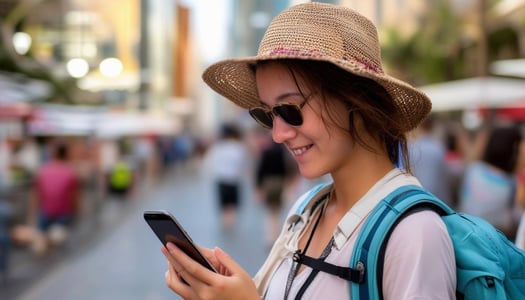 a tourist from overseas using a smartphone