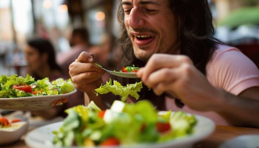 western people eats salad
